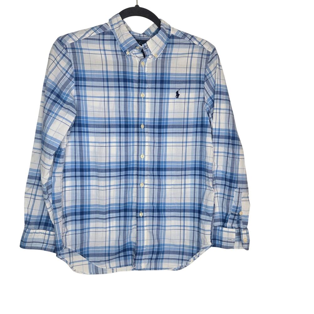 Ralph Lauren Boy Teen Tween Button Down Shirt Plaid Cotton School Basics Large